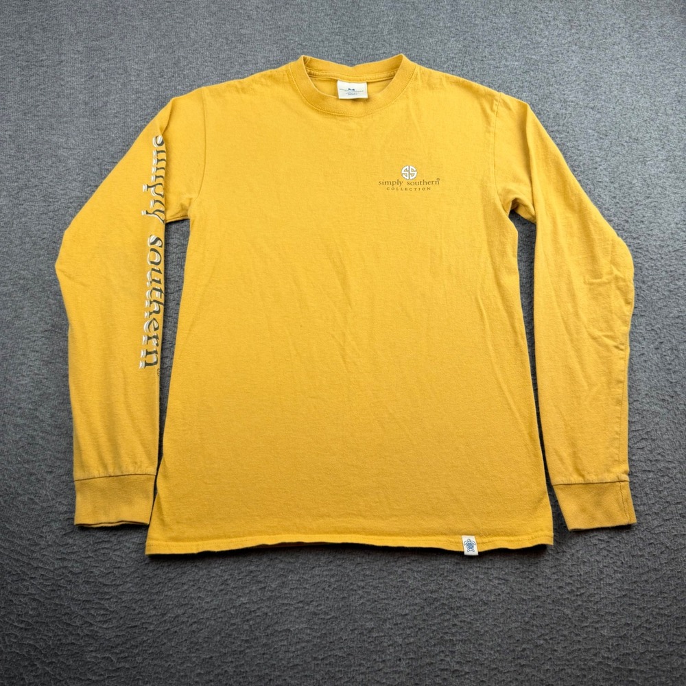 Simply Southern Long Sleeve T-Shirt Women's Small Yellow Logo Graphic‎ Cotton